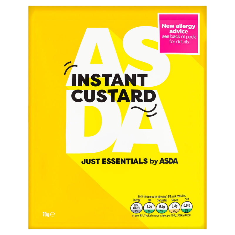 ASDA Just Essentials instant custard mix 70g, imported from the UK