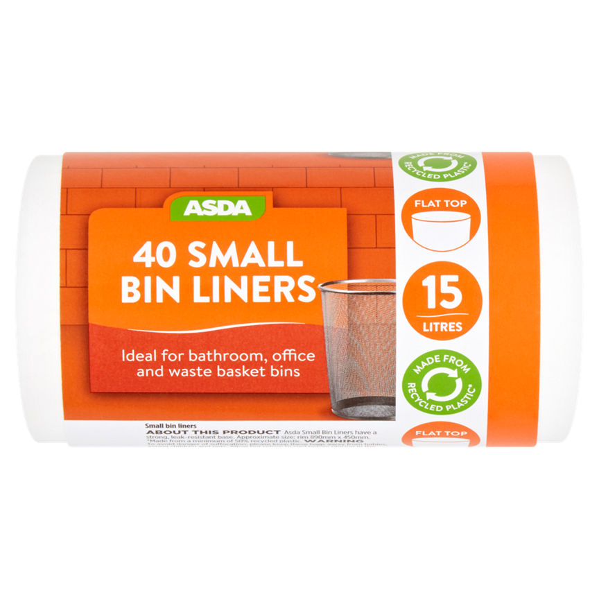 ASDA 40 Small Bin Liners 15 Litres GOODS ASDA   