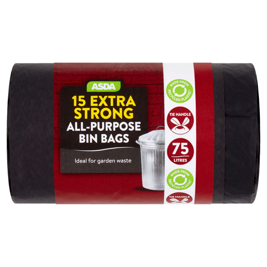 ASDA 15 Extra Strong All-Purpose Bin Bags 75 Litres GOODS ASDA   