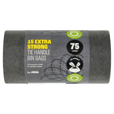 ASDA ASDA 15 Extra Strong Tie Handle Bin Bags 75 Litres- Buy online at McGrocer
