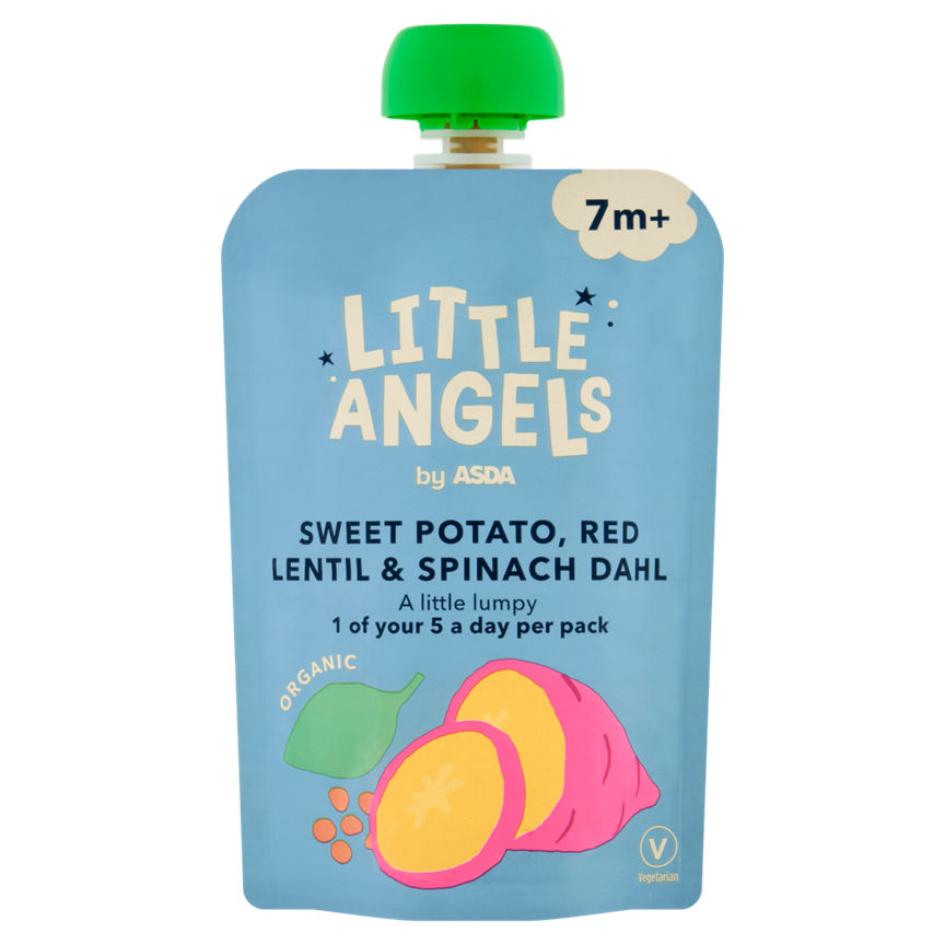 LITTLE ANGELS by ASDA Organic Sweet Potato, Red Lentil & Spinach Dhal Baby Food 7+ Months GOODS ASDA   