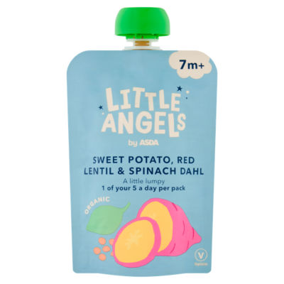 ASDA Little Angels by ASDA Organic Sweet Potato, Red Lentil & Spinach Dhal Baby Food 130g- Buy online at McGrocer