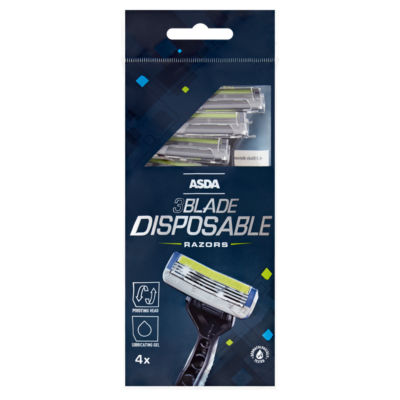 ASDA 3-blade disposable razors with lubricating strip - British product
