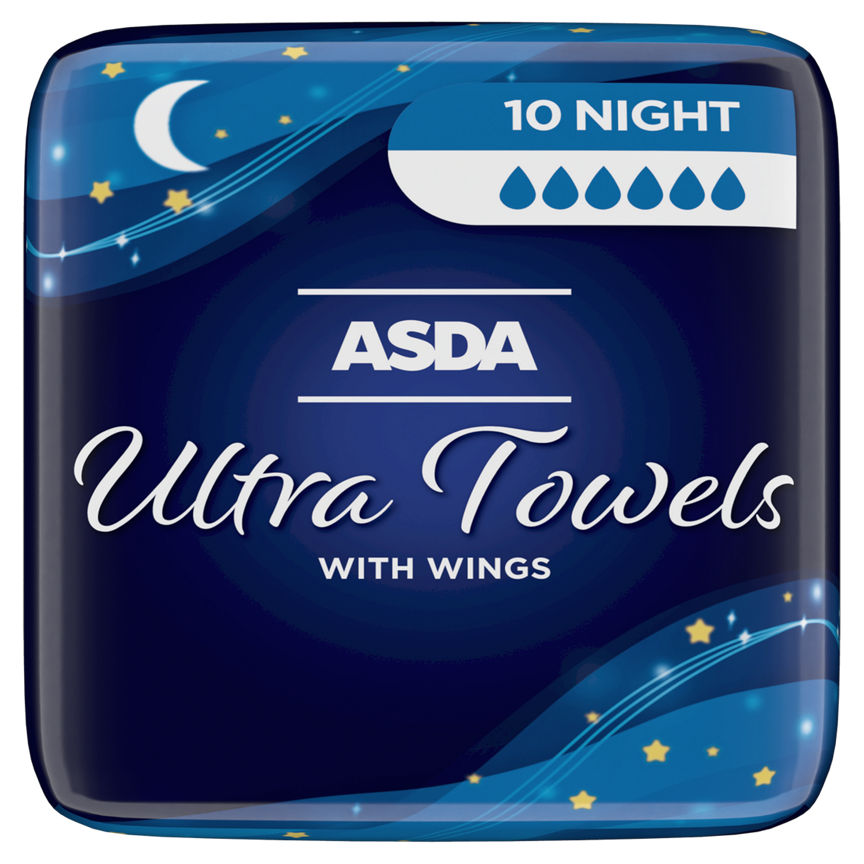 ASDA 10 Night Ultra Towels with Wings