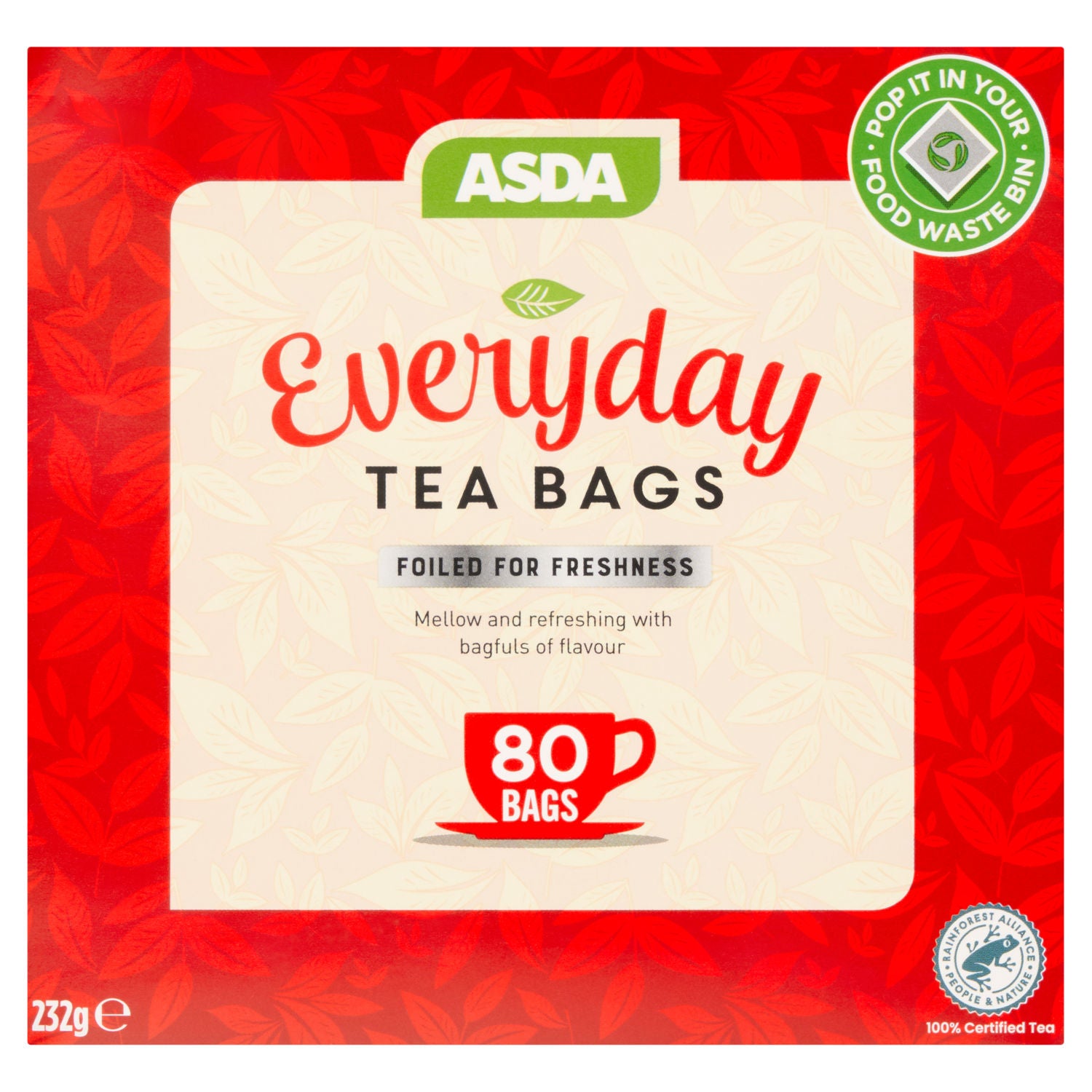 ASDA Everyday 80 tea bags 232g, UK version