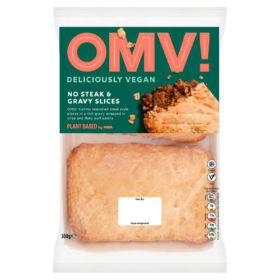 OMV! veganske skiver uten biff og saus 300 g, importert fra Storbritannia