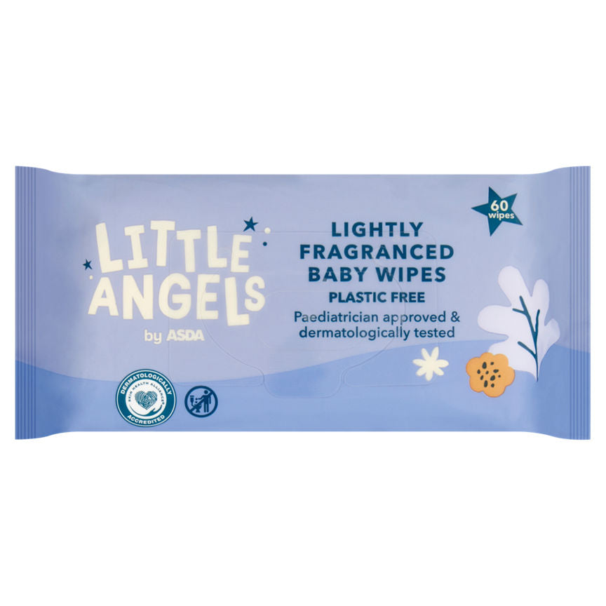 LITTLE ANGELS by ASDA 60 Lightly Fragranced Baby Wipes Plastic Free GOODS ASDA   