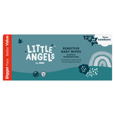 ASDA Little Angels by Asda Sensitive Baby Wipes 12 x 60- Buy online at McGrocer