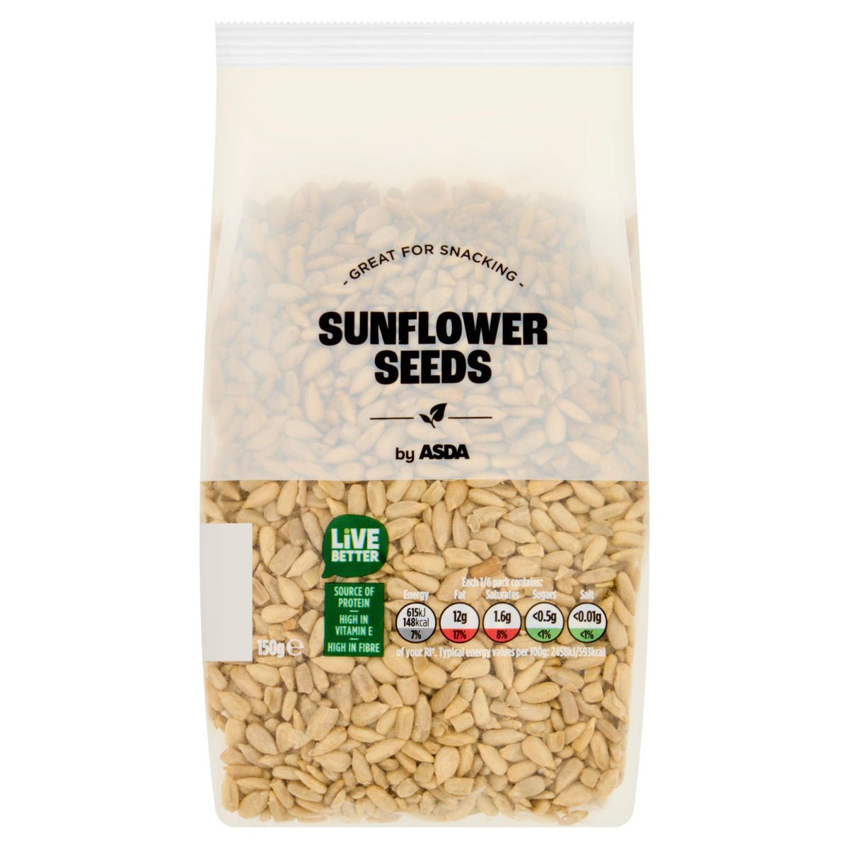 ASDA sunflower seeds 150g, UK version