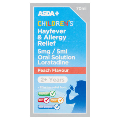 ASDA children's hayfever relief oral solution peach flavour 70ml - British product