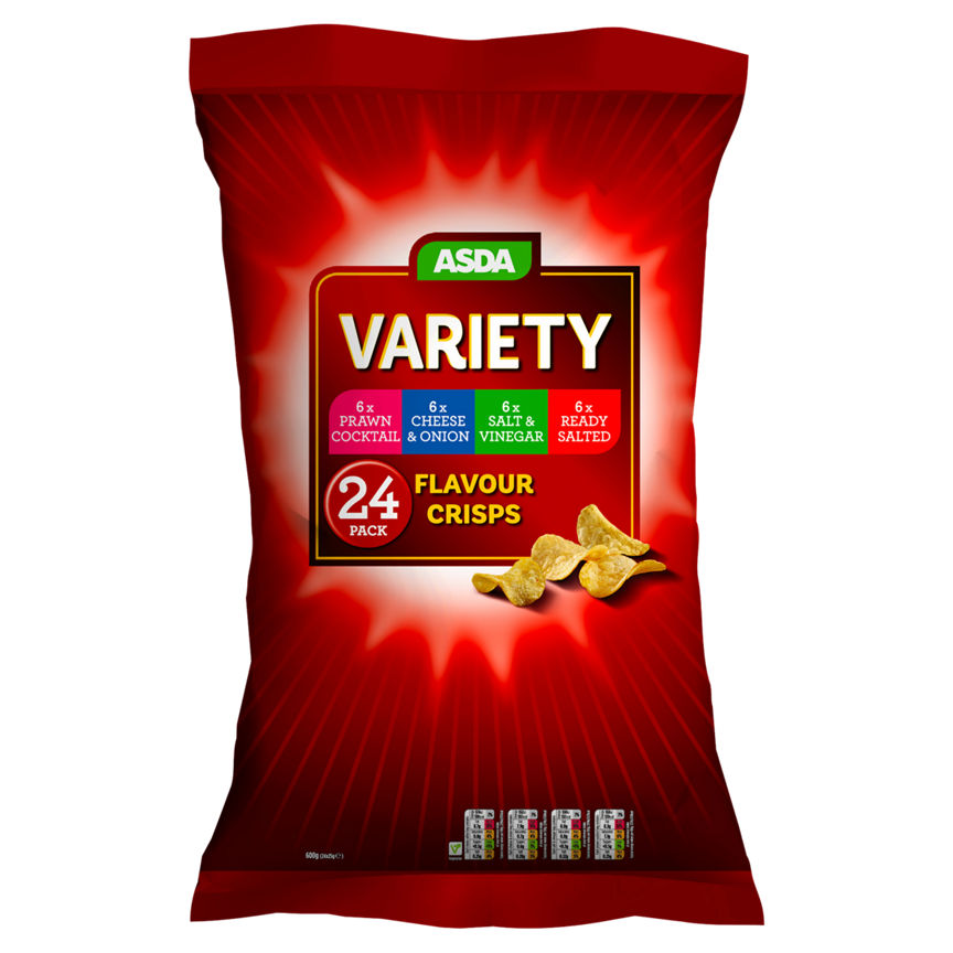 ASDA Variety Flavour Crisps 24 x 25g (600g) GOODS ASDA   