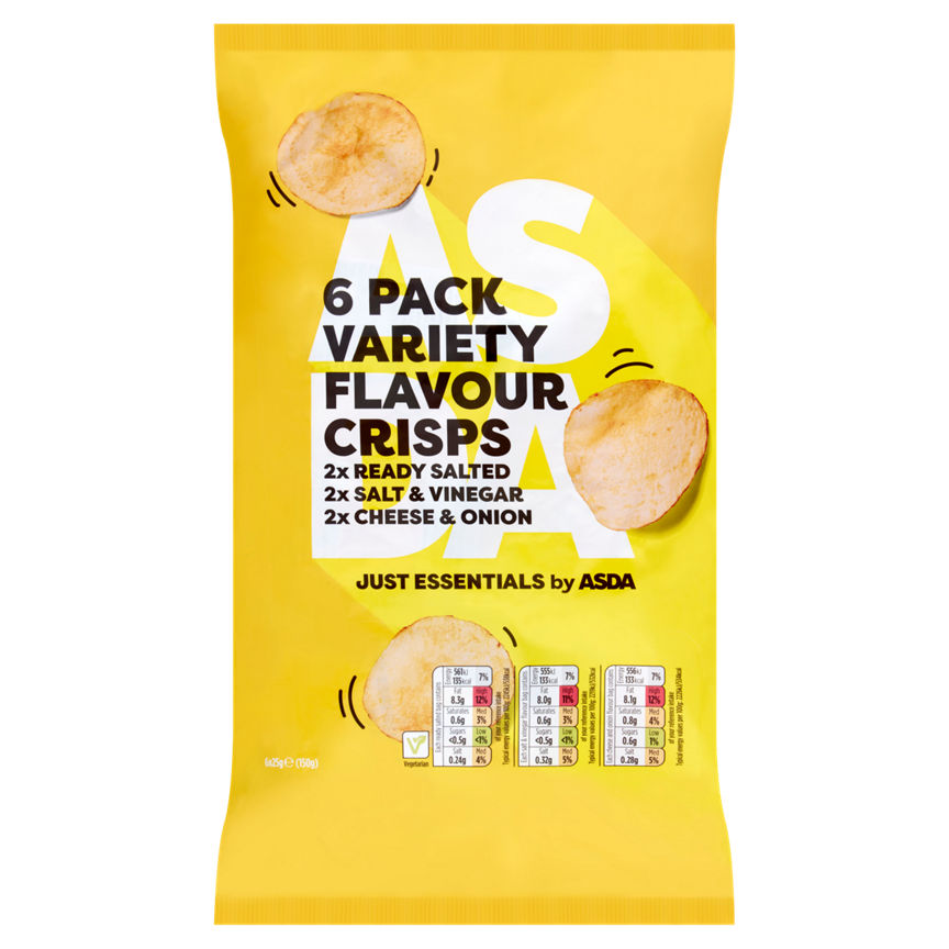 JUST ESSENTIALS by ASDA 6 Pack Variety Flavour Crisps