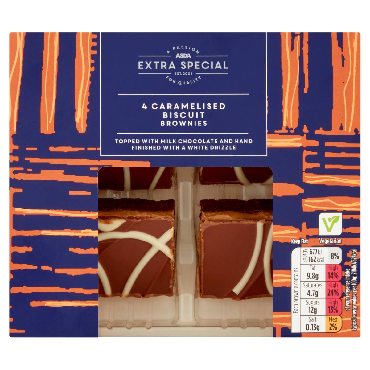 ASDA Extra Special caramelised biscuit brownies 4 pack, imported from the UK