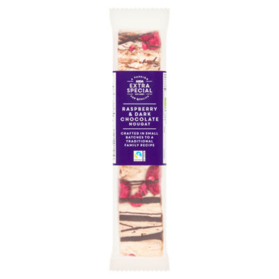 ASDA raspberry dark chocolate nougat 100g, imported from the UK