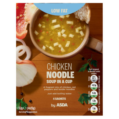 ASDA chicken noodle cup soup 4 x 13g (52g) - British product
