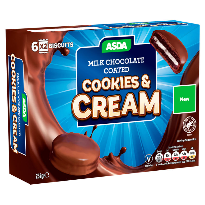 ASDA 12 Milk Chocolate Coated Cookies & Cream 252g GOODS ASDA   