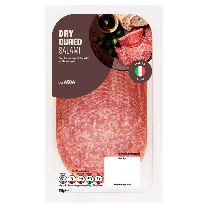 ASDA dry cured salami 110g, imported from the UK
