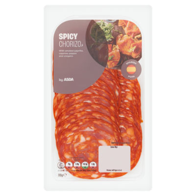 ASDA spicy chorizo 110g cured pork sausage (British brand)