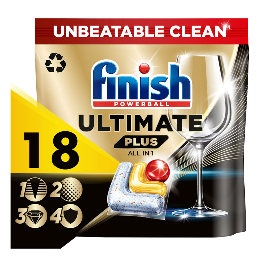 Finish Ultimate Plus All in One Dishwasher Tablets Lemon, 18 Tablets