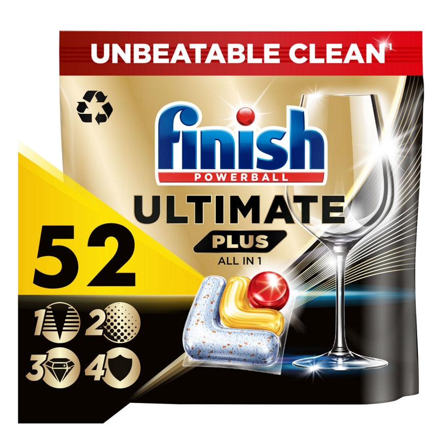 Finish Ultimate Plus All in One Dishwasher Tablets Lemon, 52 Tablets GOODS ASDA   