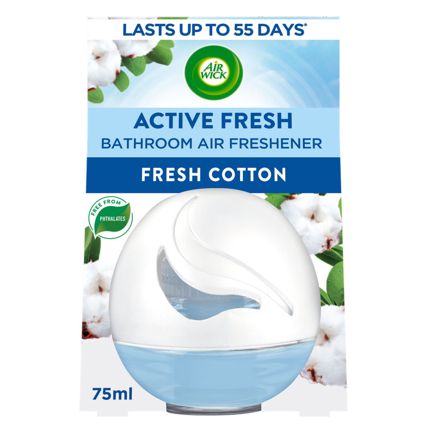 Air Wick Wick Fresh Cotton Active Fresh Bathroom Air Freshener 75ml GOODS ASDA   