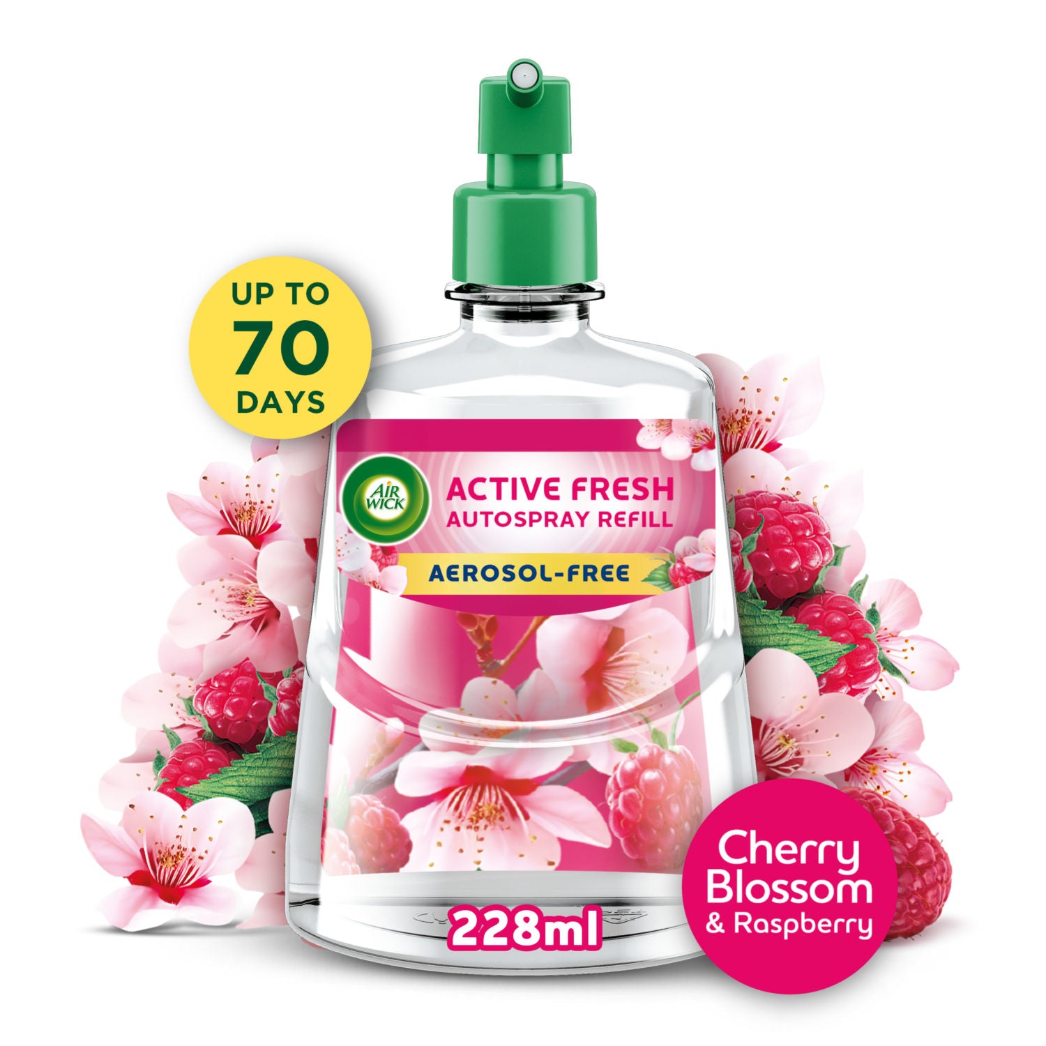 Air Wick Active Fresh Refill Cherry Blossom and Raspberry 228ml (British brand)