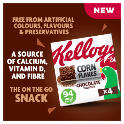 Kellogg's Corn Flakes chocolate cereal bars 4x24g (British brand)