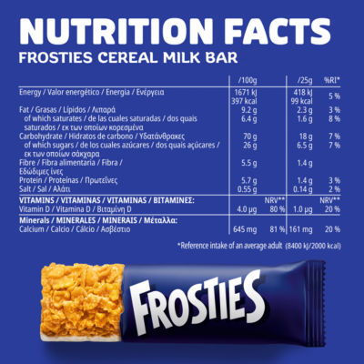Kellogg's Frosties cereal bars 4x25g, imported from the UK