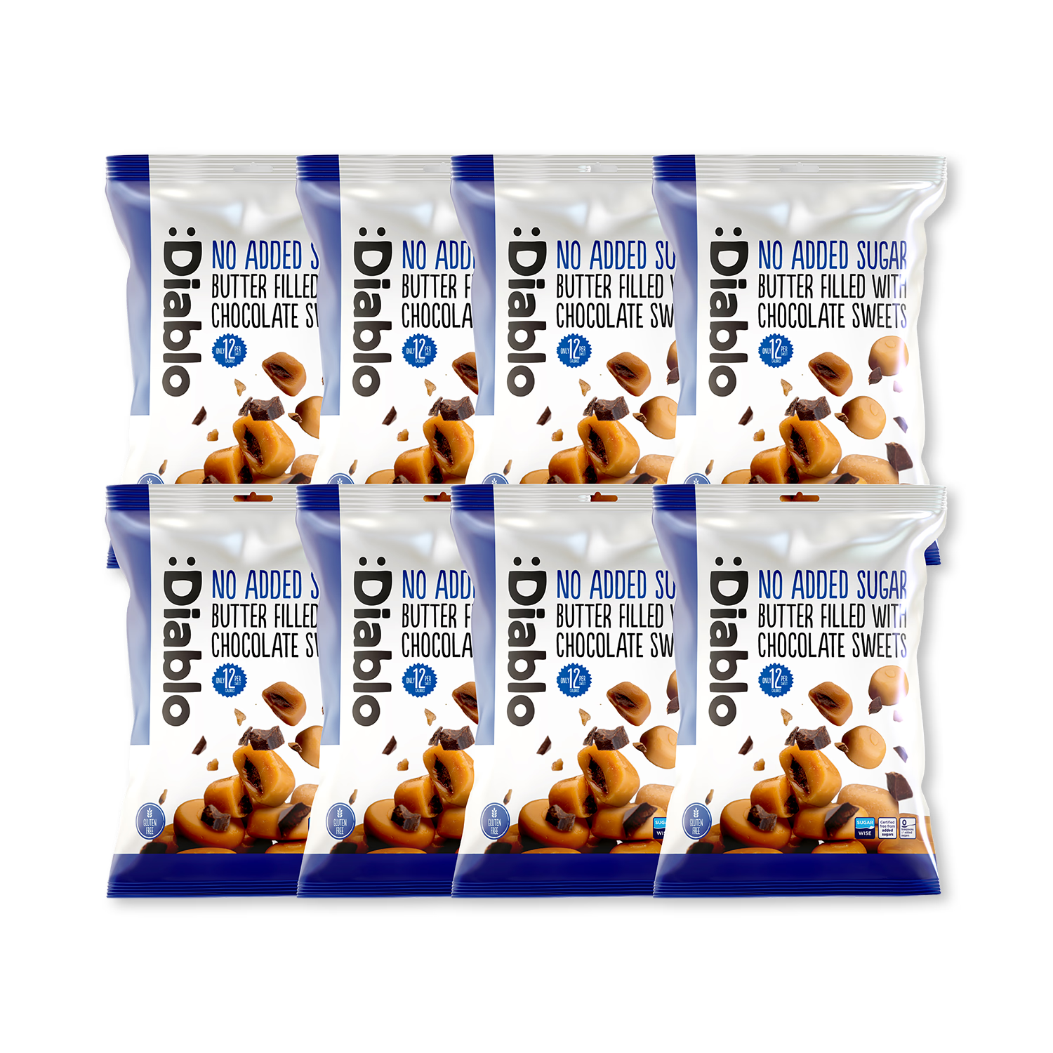 Diablo sugar-free butter sweets chocolate 75g pack of 8 (British brand)