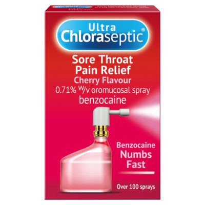Ultra Chloraseptic sore throat spray cherry flavour 15ml, imported from the UK