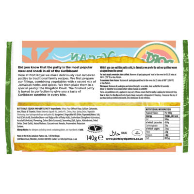 Port Royal Jamaican Butternut Squash Lentil Patty 140g, imported from the UK