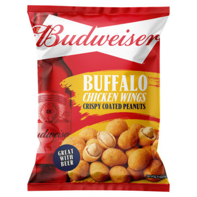 Budweiser buffalo chicken wings crispy coated peanuts 150g, UK version