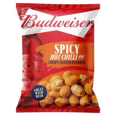 Budweiser spicy hot chilli coated peanuts 150g (British brand)