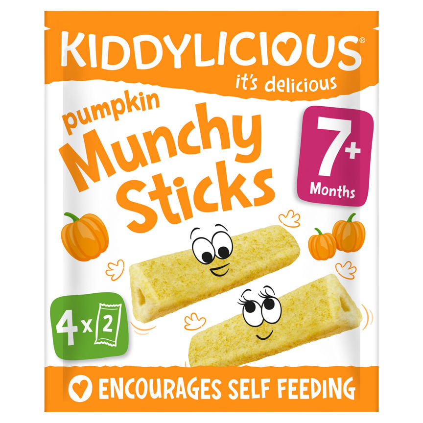 Kiddylicious Pumpkin Munchy Sticks 7+ Months 4 x 4g (16g)