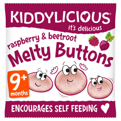 Kiddylicious Raspberry & Beetroot Melty Buttons 9+ Months Baby Snack 6g