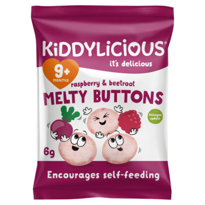 Kiddylicious raspberry and beetroot melty buttons 6g, UK version