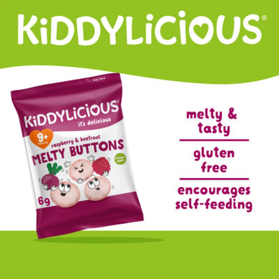 Kiddylicious raspberry and beetroot melty buttons 6g, UK version