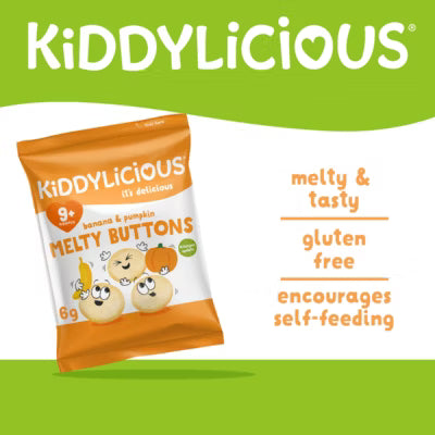 Kiddylicious Banana & Pumpkin Melty Buttons 9+ Months 5 x 6g (30g)