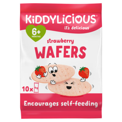 Kiddylicious Strawberry Wafers 6+ Months 10 x 4g (40g)