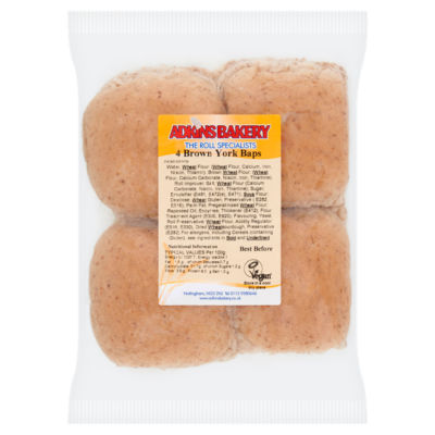 Adkins Brown York Baps 4 pack - British product