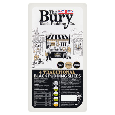The Bury Black Pudding Co. Tranches de boudin noir traditionnel 230g