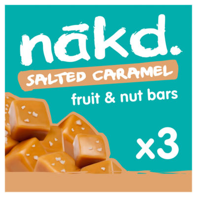 Nakd salted caramel fruit and nut bars 3 x 35g, imported from the UK