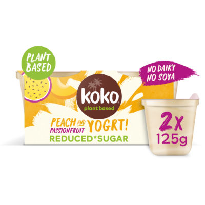 Koko fersken og pasjonsfrukt meierifri yoghurtalternativ 2 x 125 g (250 g)