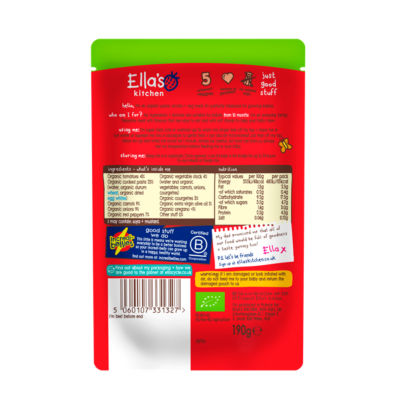Ella's Kitchen Tomato-y Pasta baby food 190g - British product