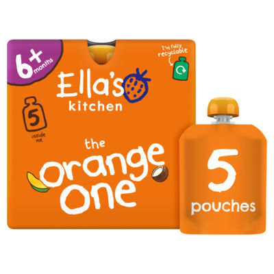 Ella's Kitchen The Orange One Squished Smoothie Fruits Baby Food Pouches 5 x 90g