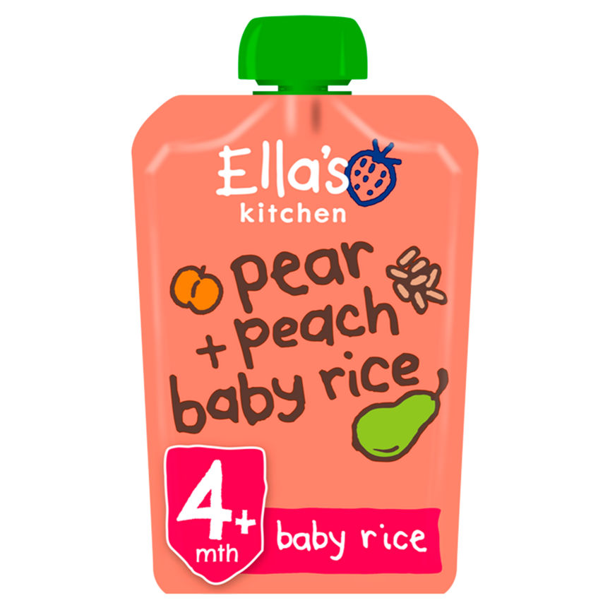 Ella's Kitchen Organic Pear and Peach Baby Rice Baby Food Pouch 4+ Months GOODS ASDA   