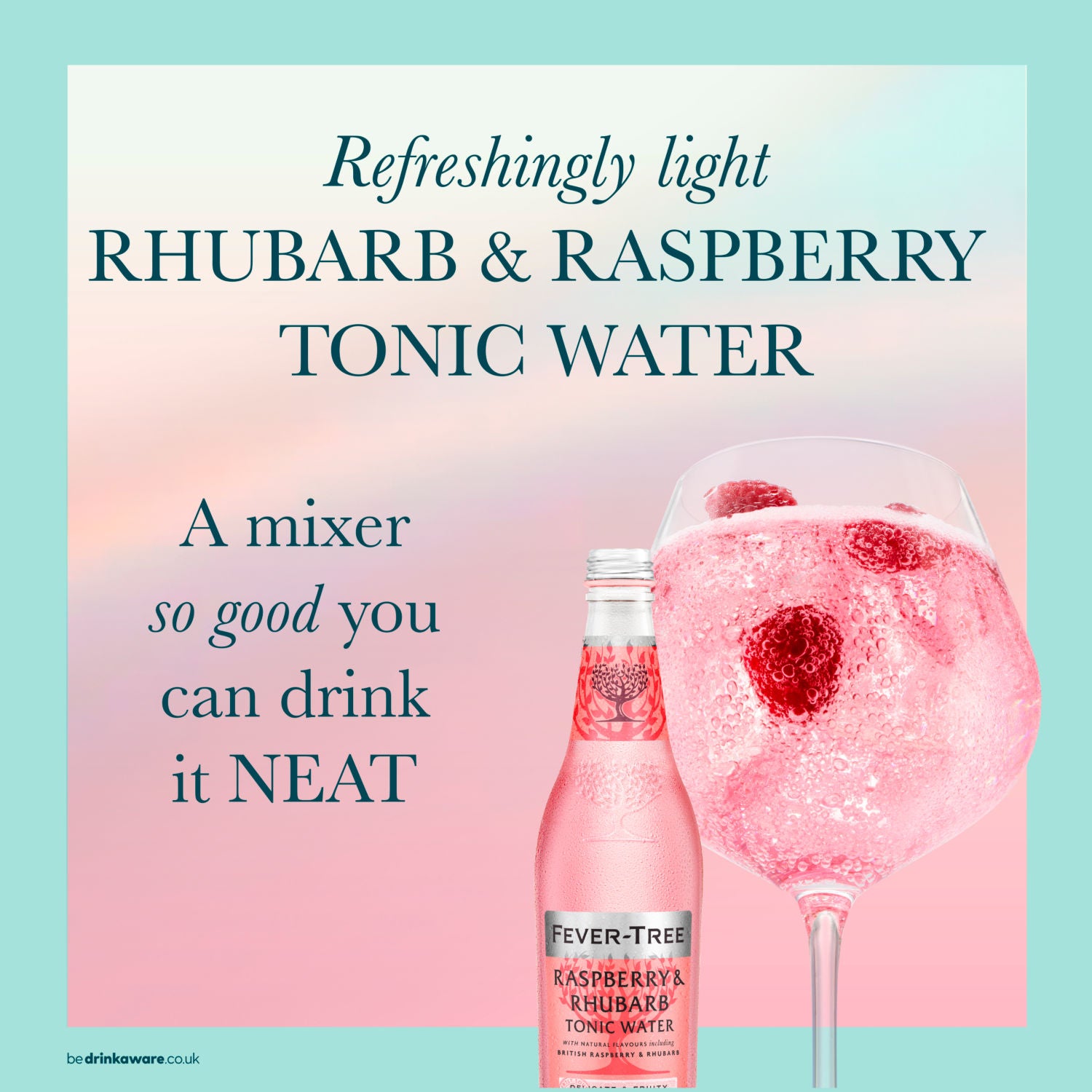 Fever-Tree light rhubarb and raspberry tonic water 500ml - British product