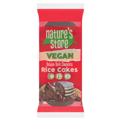 Nature's Store Vegan Belgian Dark Chocolate Rice Cakes 100g, imported from the UK