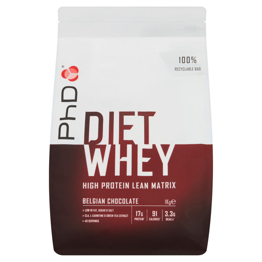 PhD Diet Whey Protein Powder Belgian Chocolate GOODS ASDA   