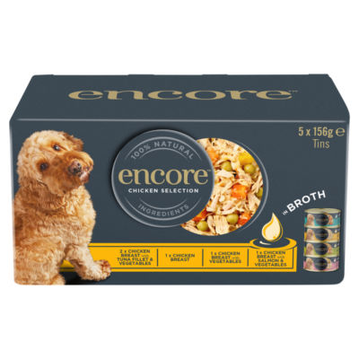 Sélection de poulet en bouillon Encore pour chien 5 x 156g ASDA - Acheter en ligne sur McGrocer